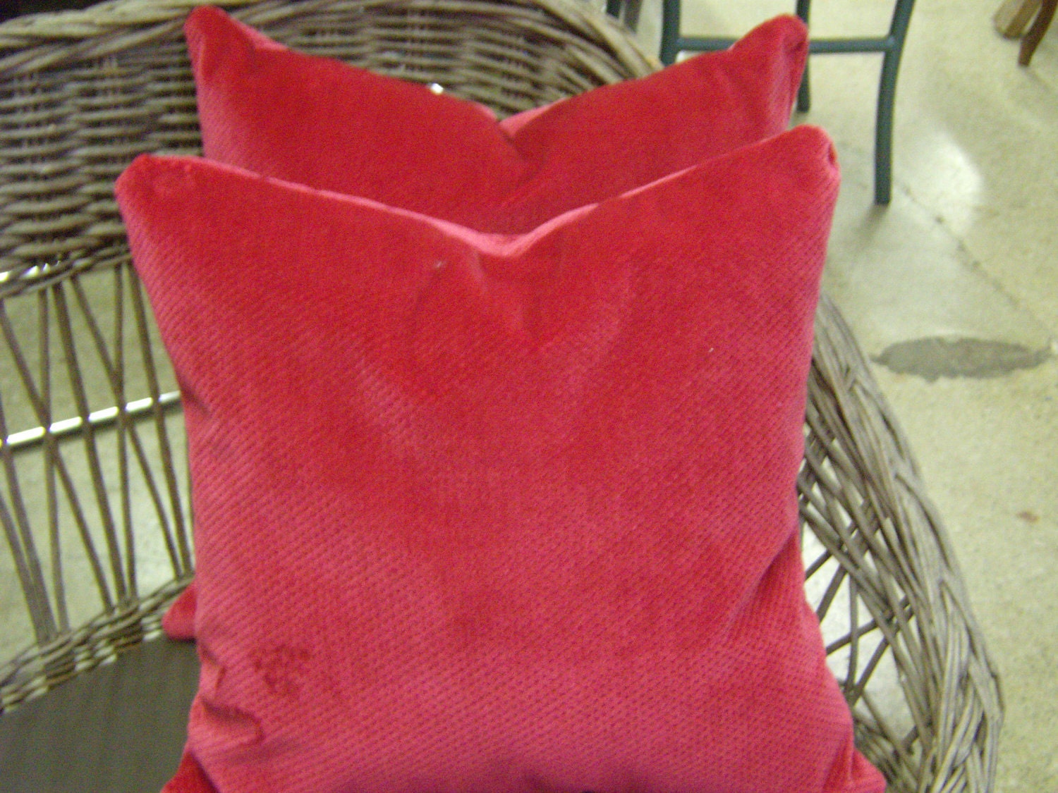 Set of Hot Pink Textured Velvet Pillows