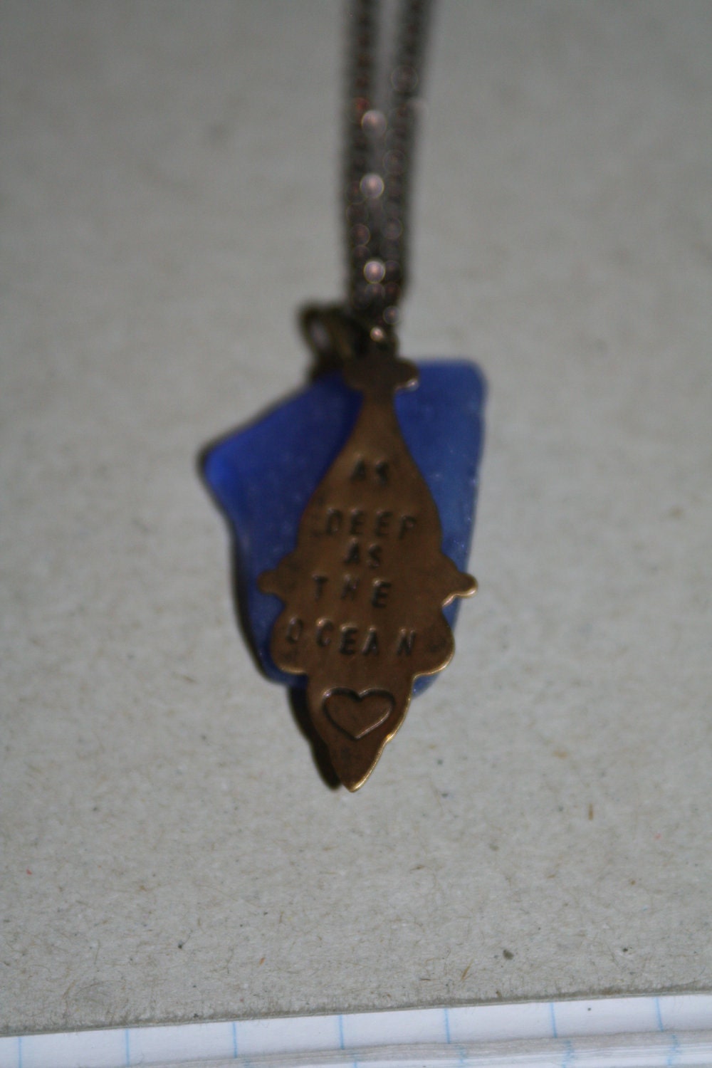 Black Friday and Cyber Monday Sales As Deep As The Ocean Hand Stamped Blue Sea Glass Necklace