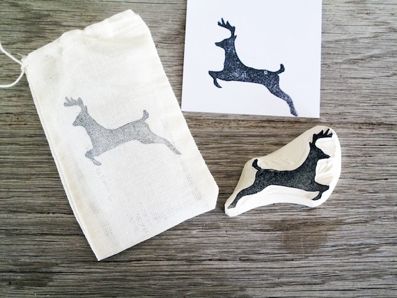 Reindeer Hand-carved Rubber Stamp . Christmas . Unmounted