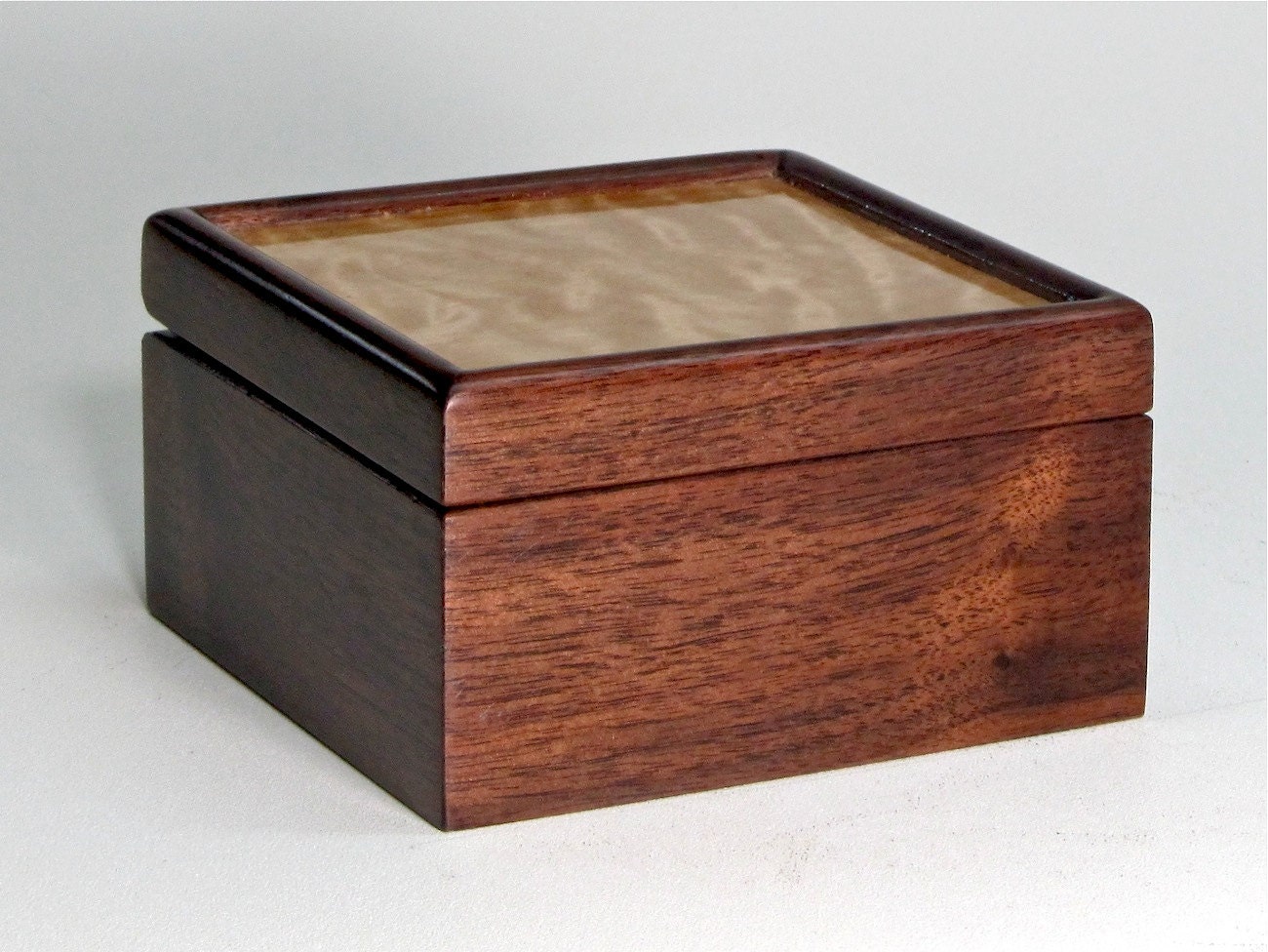 Black Walnut and Flame Quilted Ice Birch Trinket Box