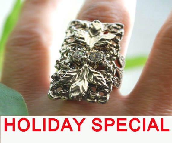 HOLIDAY SPECIAL-Vintage ring (only one available) real vintage jewelery with silver plated ring-No.V6