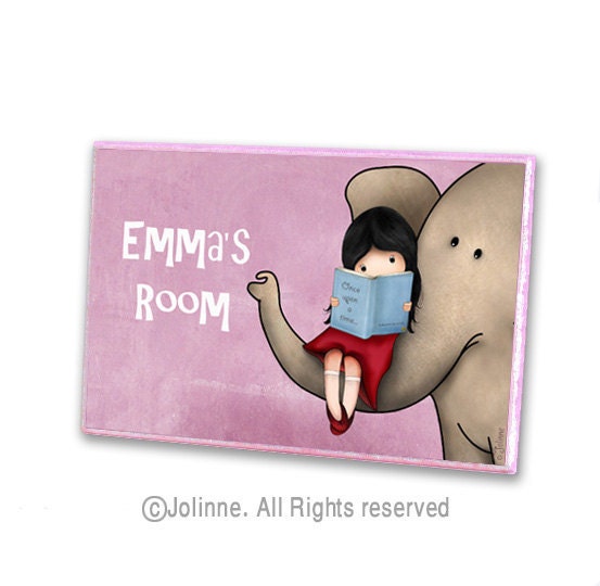 Personalized Kids Door Plaques for girls, angel, fairy, pink custom gift