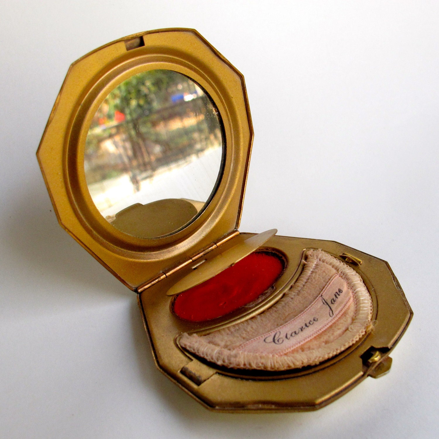 Holiday SALE Vintage Eastern Star Masonic Compact  by Clarice Jane for Elgin