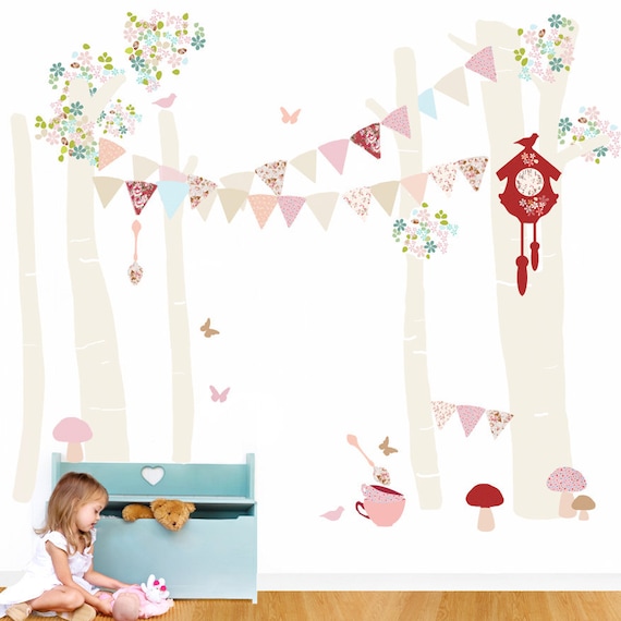 Girls Fabric Decal Wall Stickers - Forest Scene