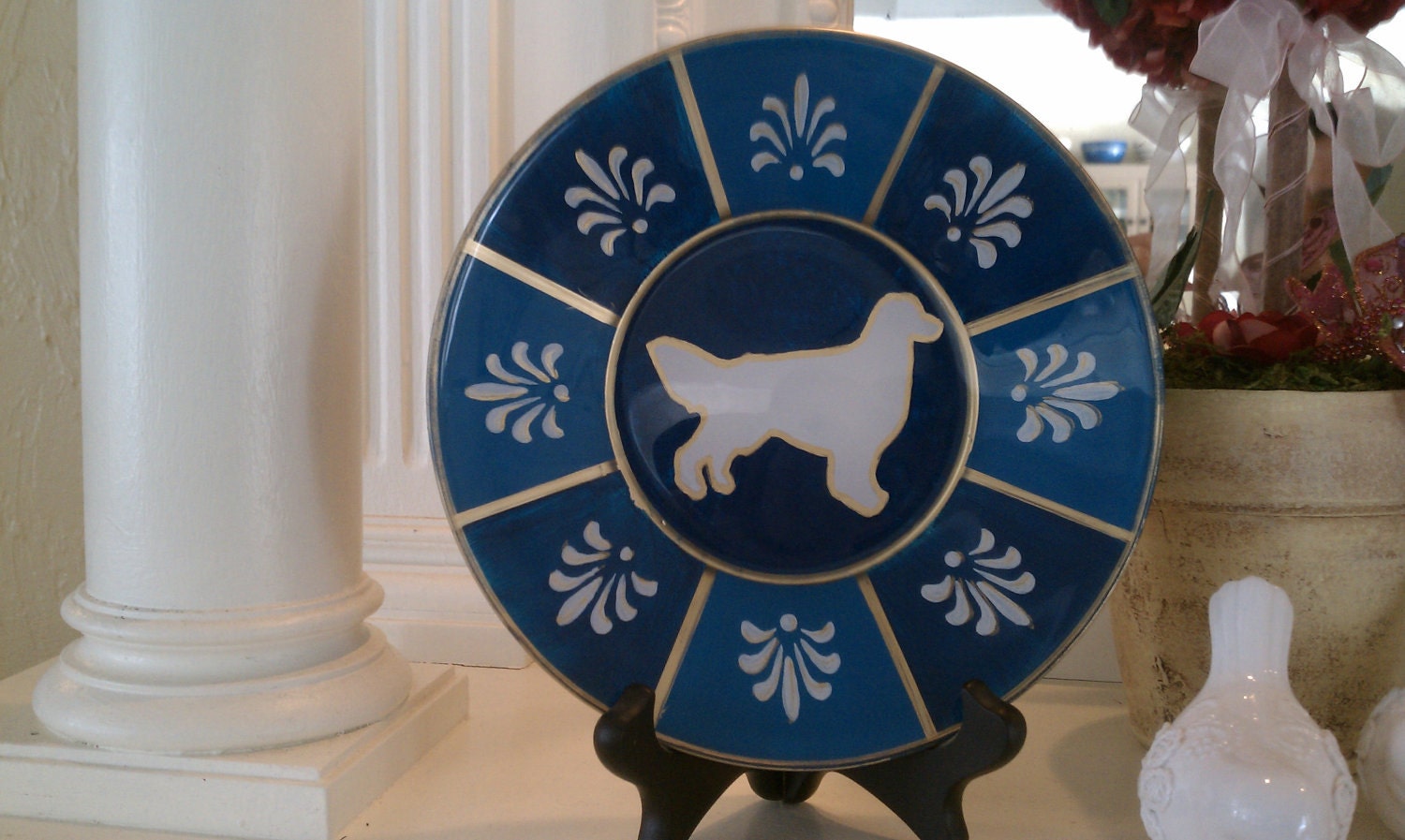 Reverse Painted Pet Silhouette Glass Plate