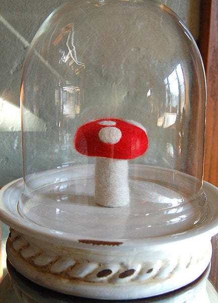 Red Cap Mushroom Needle Felted Wool Woodland Decor Pin Cushion