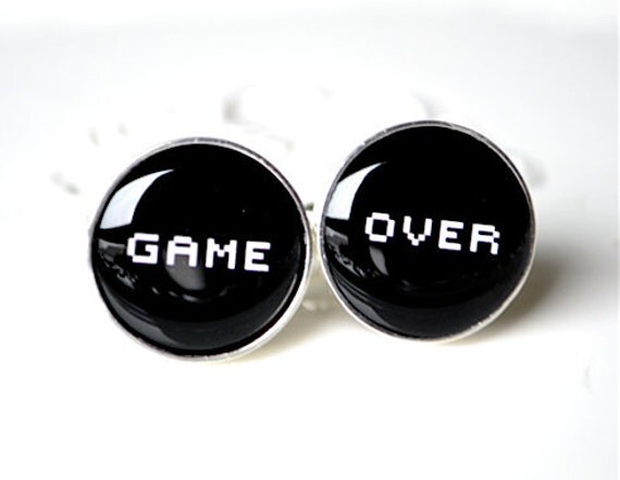 Game Over cufflinks - Gamer, Wedding day grooms gift