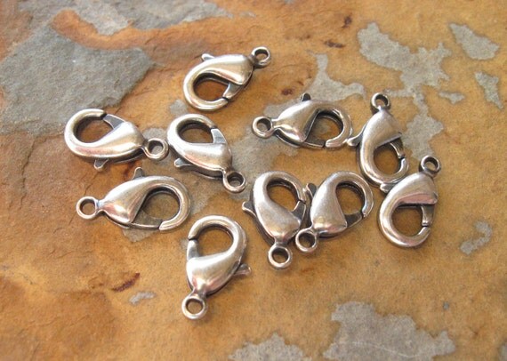 4 Trinity Brass Co. Lobster Clasp 12mm Antique Silver LOW SHIPPING