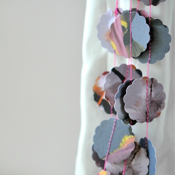 Feathers and Pink Paper Garland