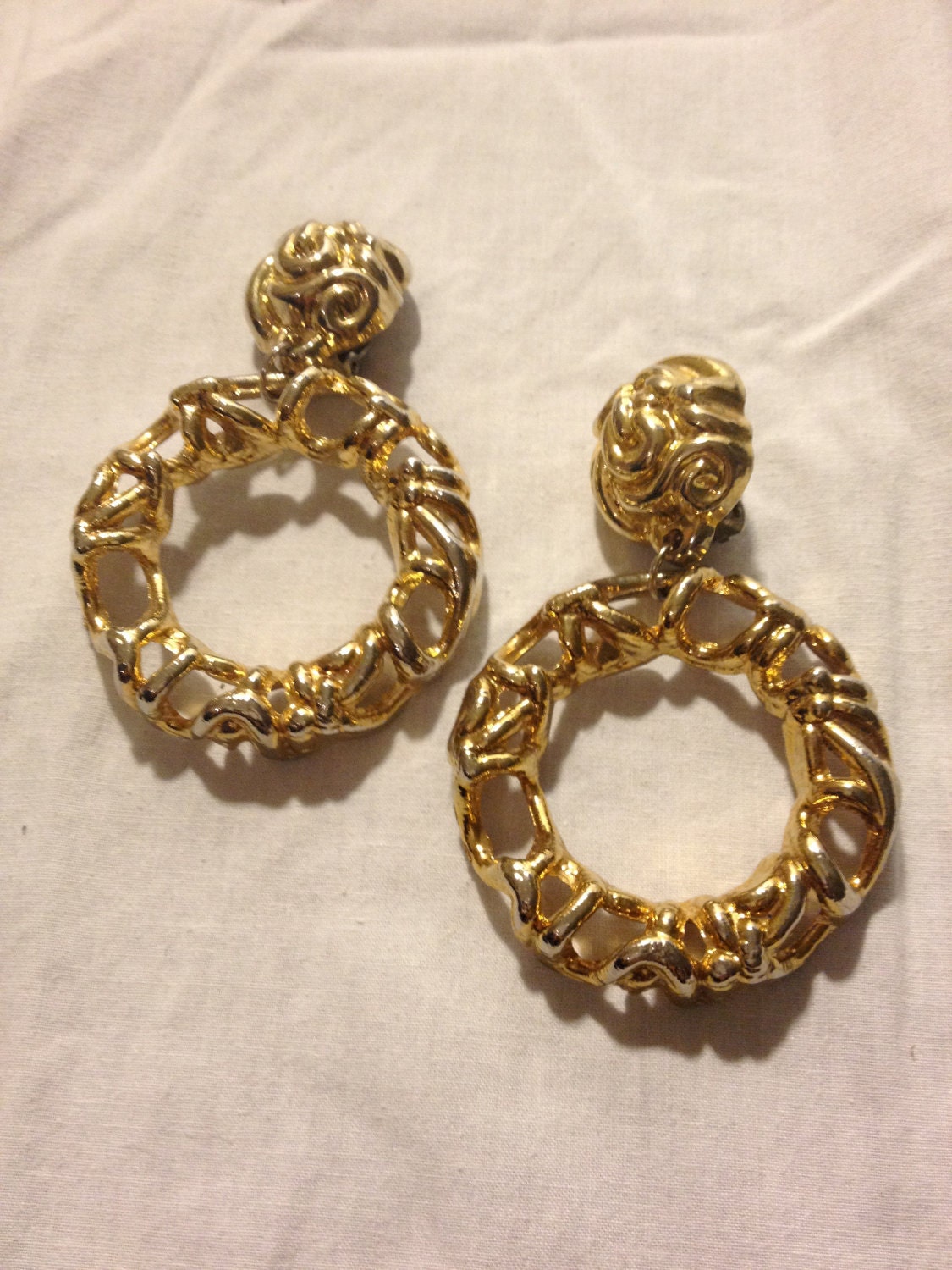 Vintage large gold hoop earrings