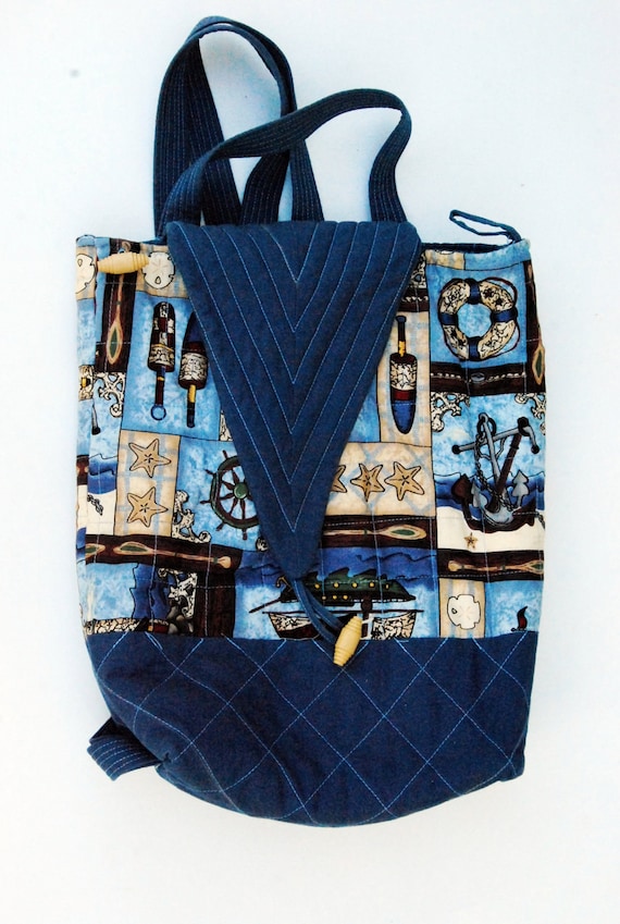 Nautical backpack Blue Quilted