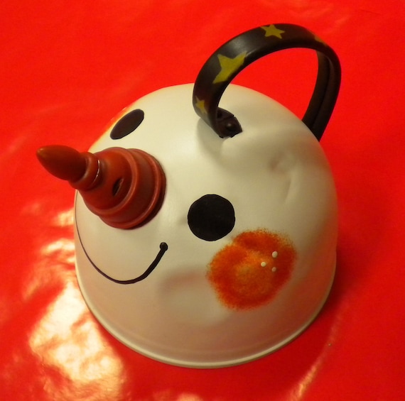 Vintage Tea Kettle Snowman