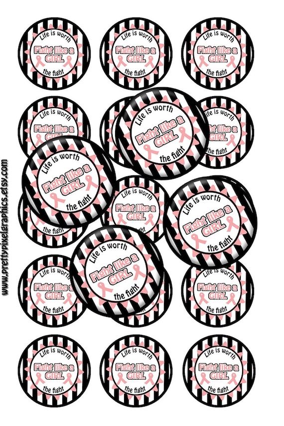 Breast Cancer Awareness BOTTLECAPS-Magnets-Stickers-Fight Like A Girl