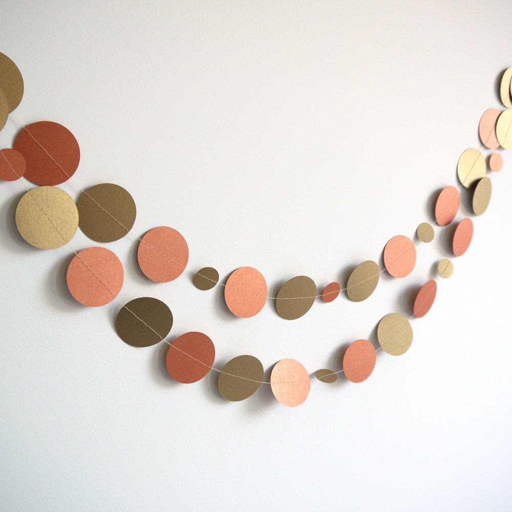 Metallic Gold and Copper Paper Garland for Decor, Gift Wrapping