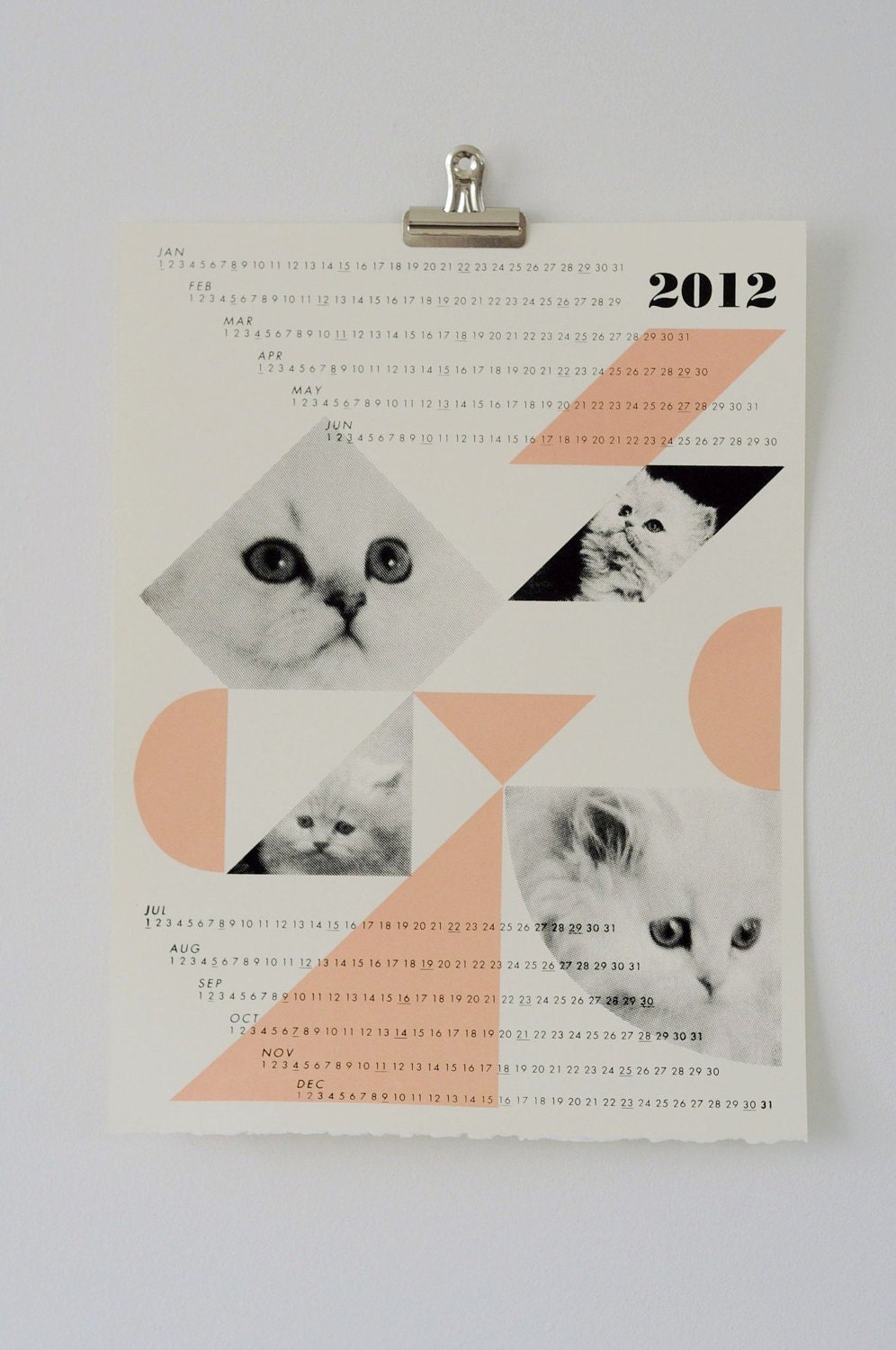 SALE: dreamcats 2012 calendar, peach