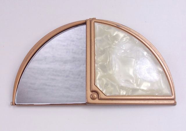 Compact Mirror Fan Shaped Vintage