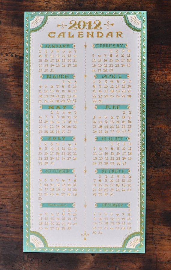 2012 Wall Calendar - Robins Egg