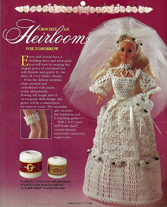 Barbie Fashion Doll Crochet Wedding Dress Pattern