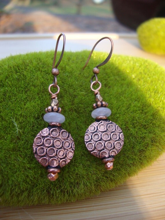 Rose Quartz And Copper  Earrings Preview 1