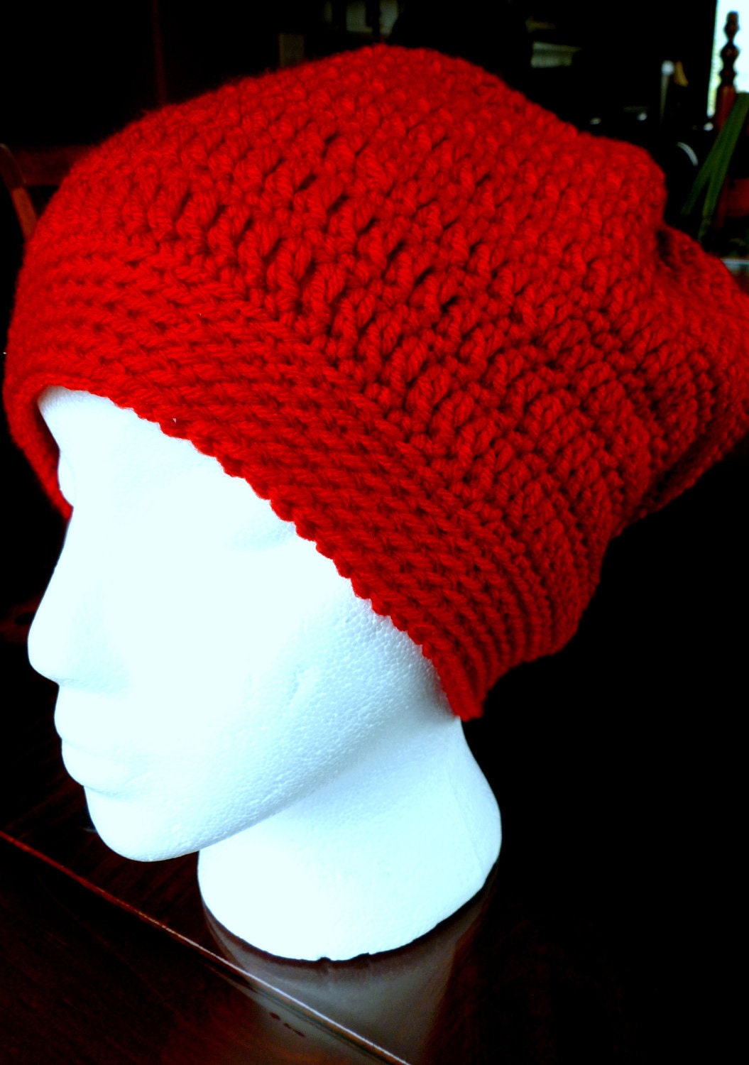 Snowboarding Slouch Beanie- Red