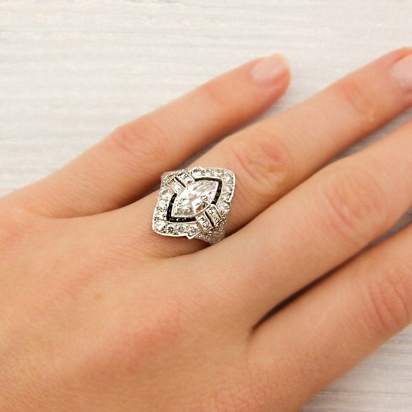 Antique .95 Carat Marquise Diamond Engagement Ring