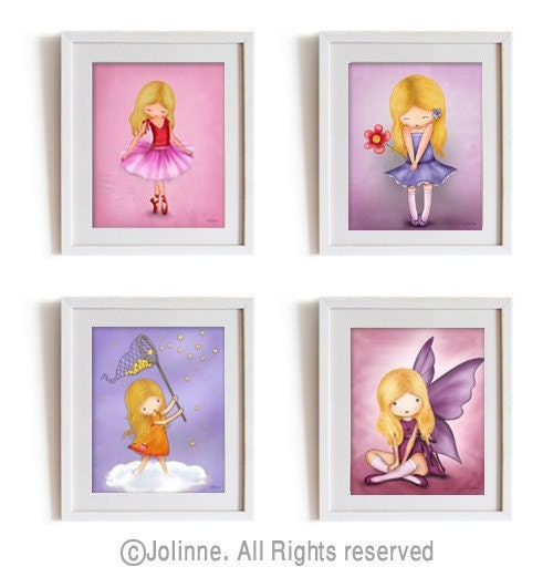 Girls room art prints posters cute illustrations ballerina angel room ...