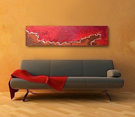 FRACTURE original abstract modern painting - gallery fine art - contemporary interior design - ooak home wall decor - red brown