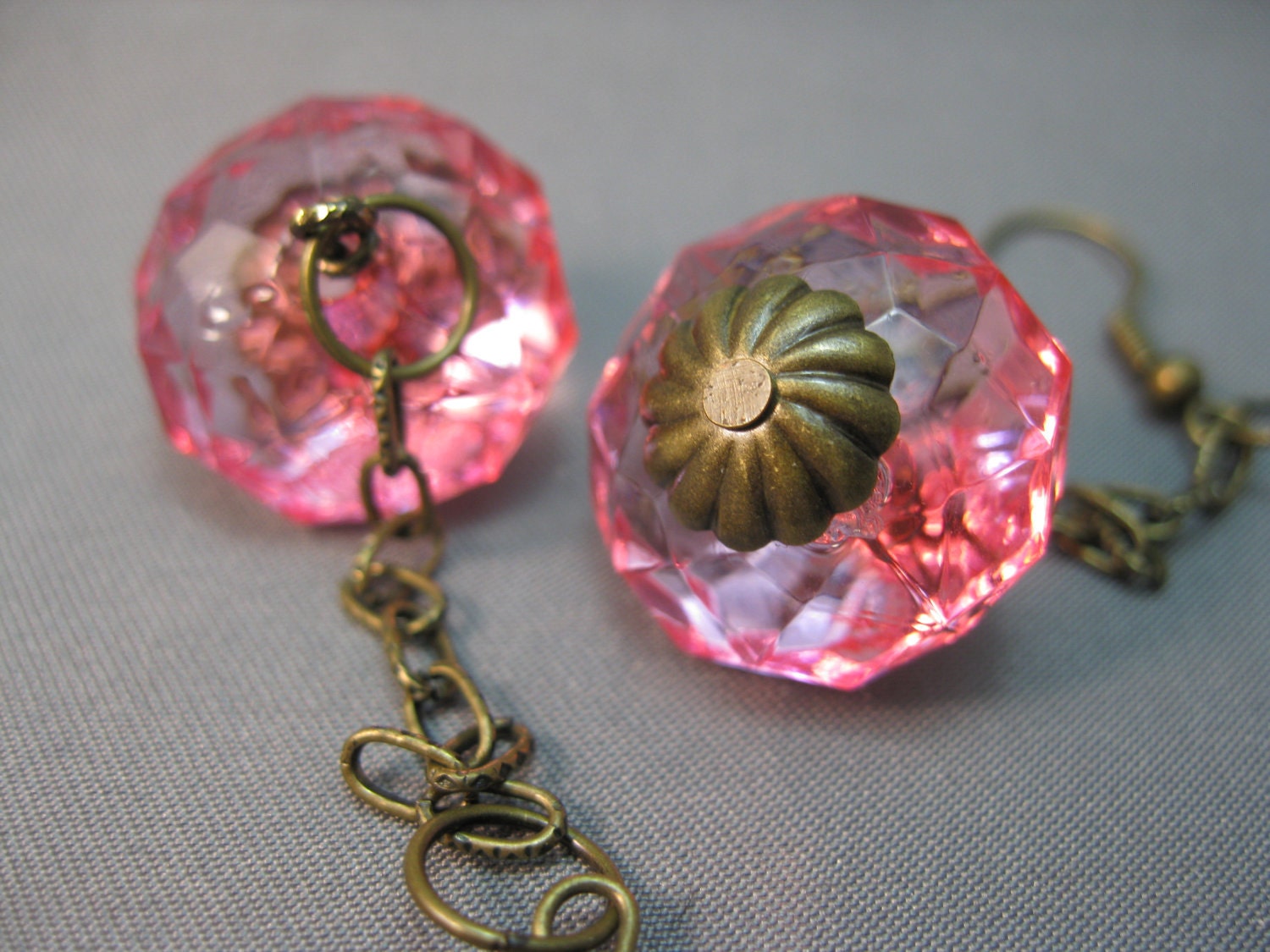 Light Pink Acrylic Crystal Dangle Earrings