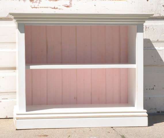 Children's Bookshelf in White and Baby Pink