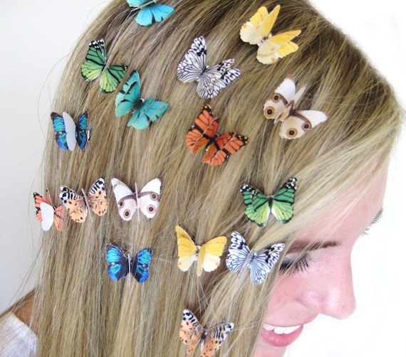 PICK 3 Butterfly Hair Clips Custom Colors Colorful