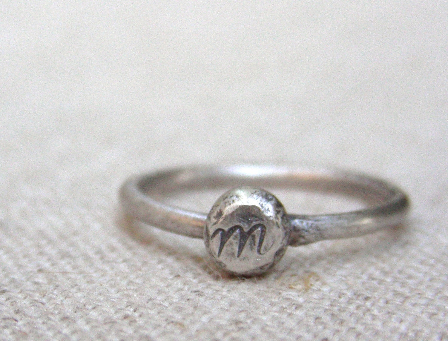 Organic Monogram Initial Personalized Ring -- Free Shipping  -- Recycled Silver