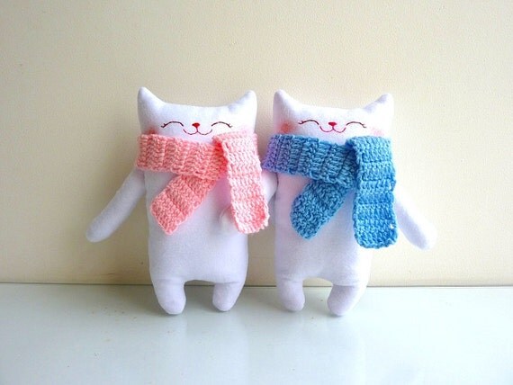 Cat Plush - Mr.White with Scarf - Etsy Project Embrace