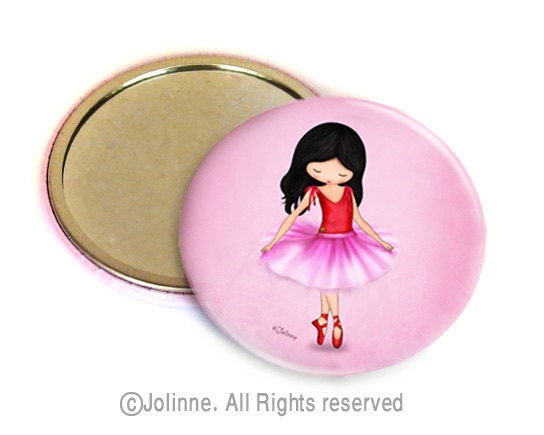 Glass pocket mirror for girls art children accessories small gift party favors ballerina angel fairy dancer