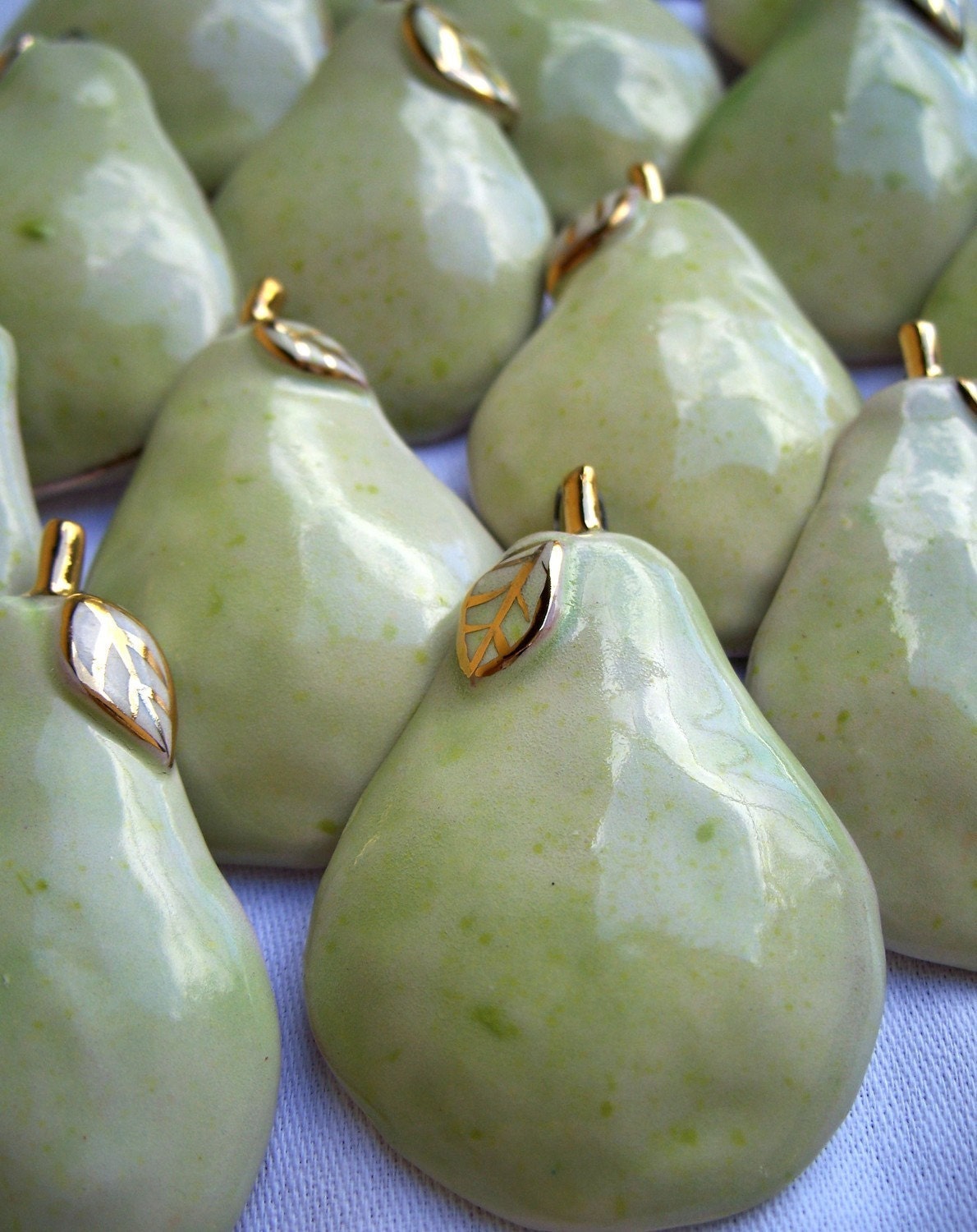 Set of 6 Pear Ornament Wine Tag Napkin Ring