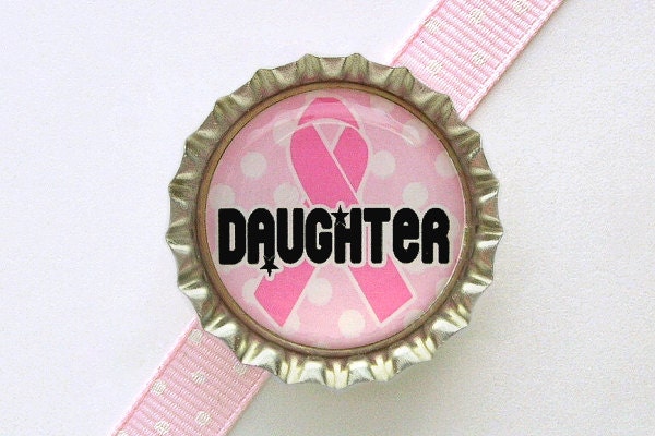 Daughter Breast Cancer Awareness Bottle Cap Magnet - fridge magnets, breast cancer ribbon, think pink ribbon magnet, breast cancer survior