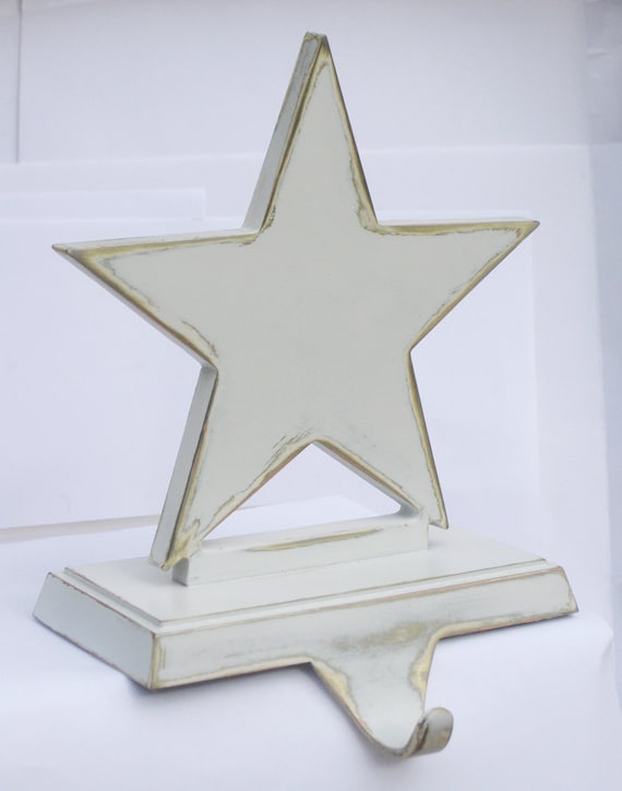 Christmas Star Mantle Hook // Upcycled Star Rack // Shelf, Mantle, Counter // Gold, White // Perfect for Holiday Decorations or Stocking