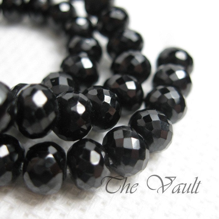 20 Black Spinel 5mm precision faceted rondelles