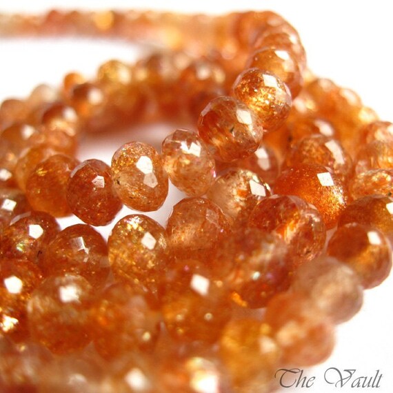 10 Sunstone 4mm microfaceted rondelles