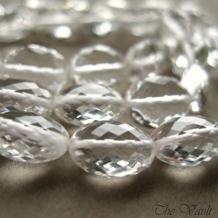 6 Quartz 8-9mm oval faceted beads