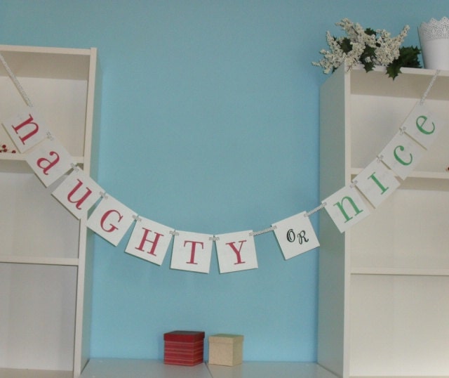 Naughty or Nice Holiday party banner - Red, green, white, silver or custom colors
