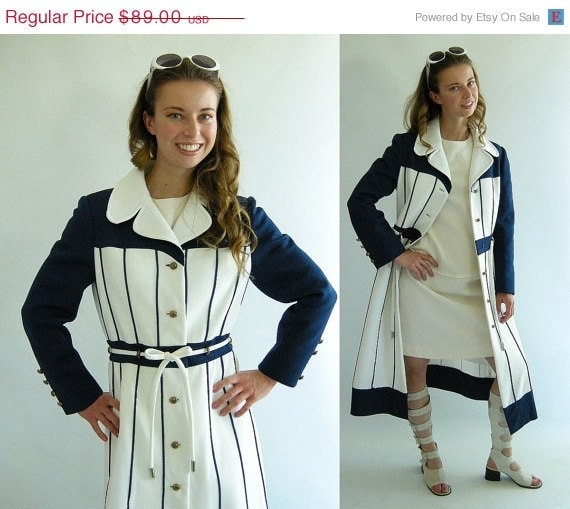 Holiday Sale MOD Navy Blue and White Lilli Ann Coat by empressjade from etsy.com