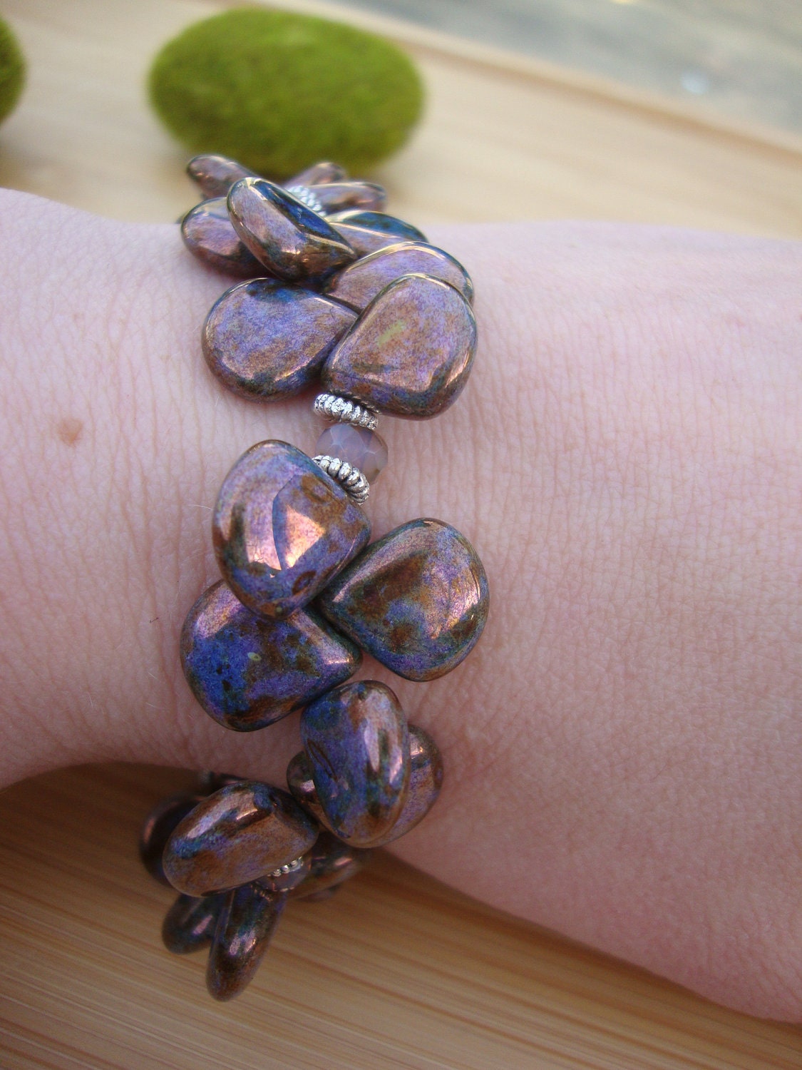 Bronze Czech Glass Petal Bracelet Preview 2
