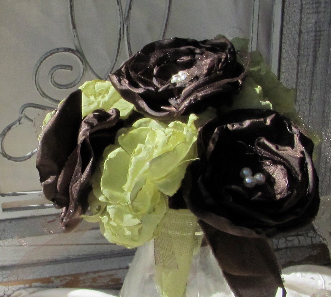 Fabric Flower  Bouquet Custom Order any color  by My Broken Art on Etsy