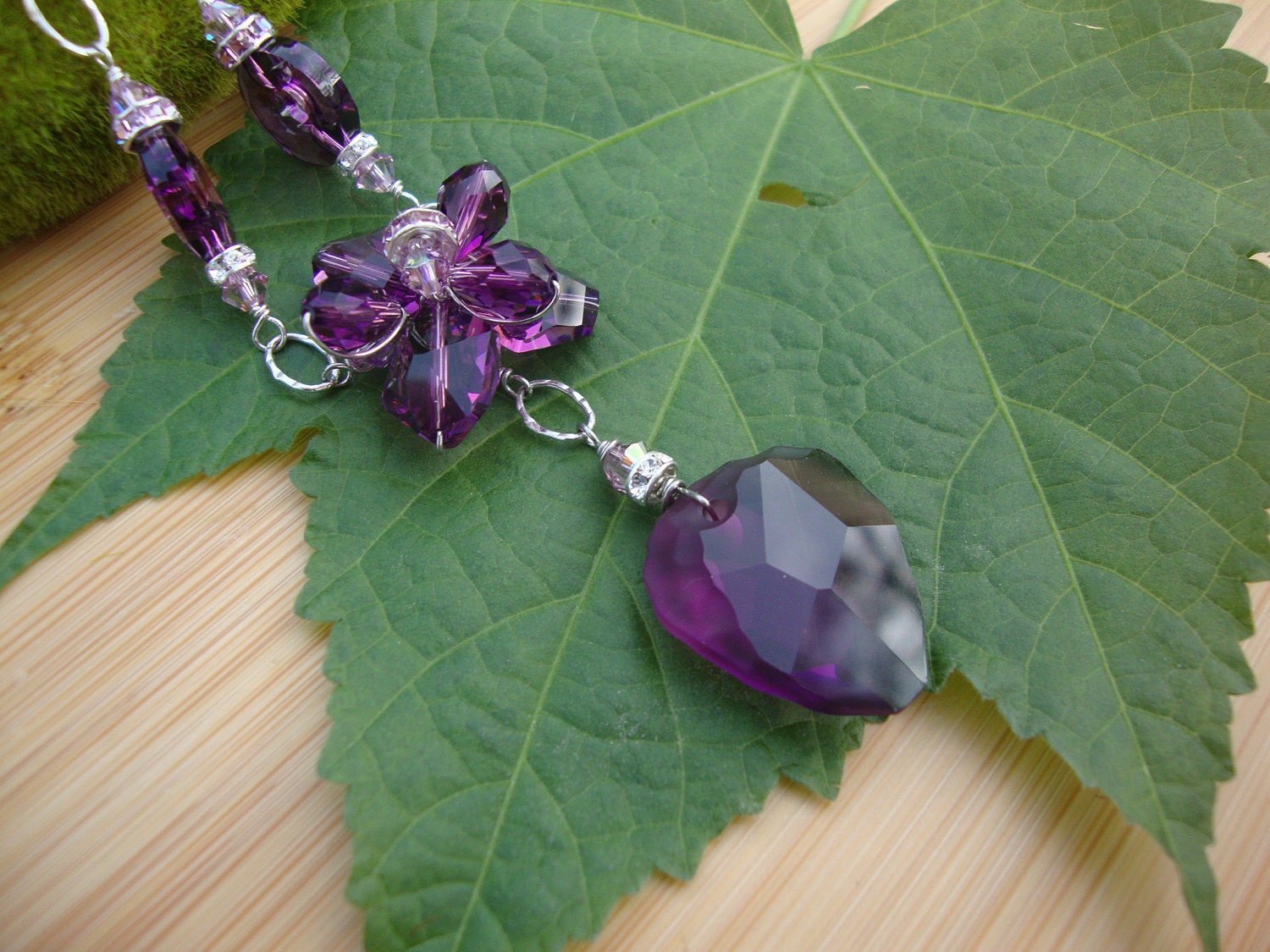 Amethyst Purple Swarovski Crystal Cluster Necklace Preview 2