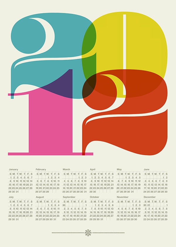 2012 calendar poster print retro -  A3 Mid Century Modern retro Eames