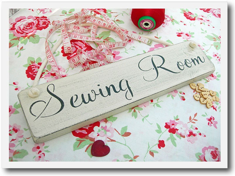 Sewing Room Painted Wooden Door /  Wall Sign                                           Hand Painted  Color And Mounting Style Of Your Choice