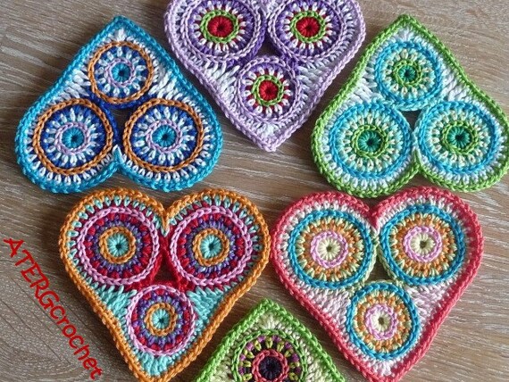 Crochet pattern colorful circle hart by ATERGcrochet