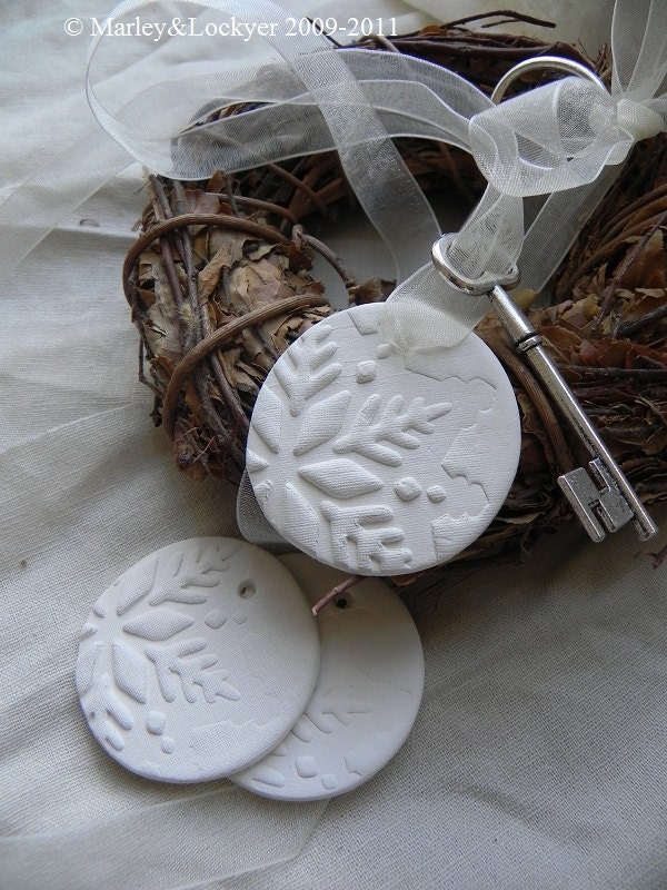 Hint Of Snow- White Clay tags- set of 3