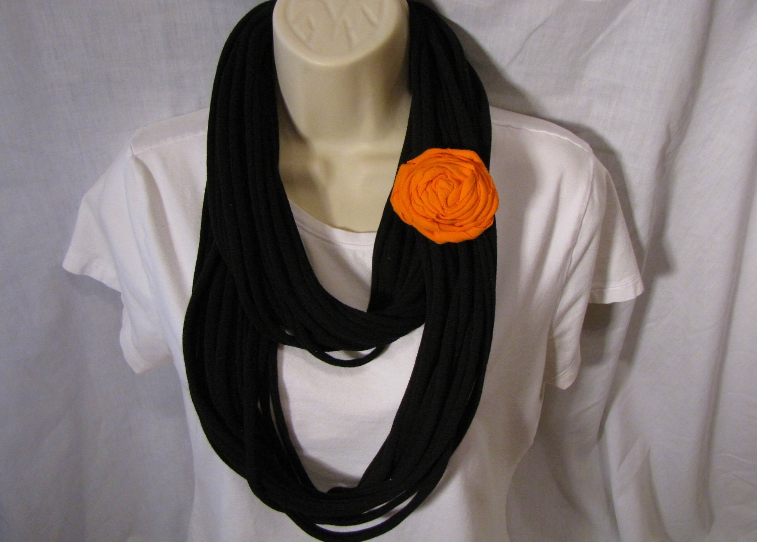 Black Upcycled Reclaimed T-Shirt Scarf