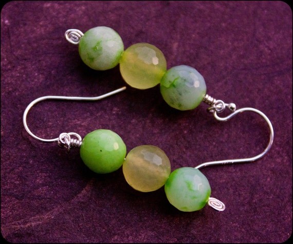 E.T. - Green Agate Earrings - Sterling Silver